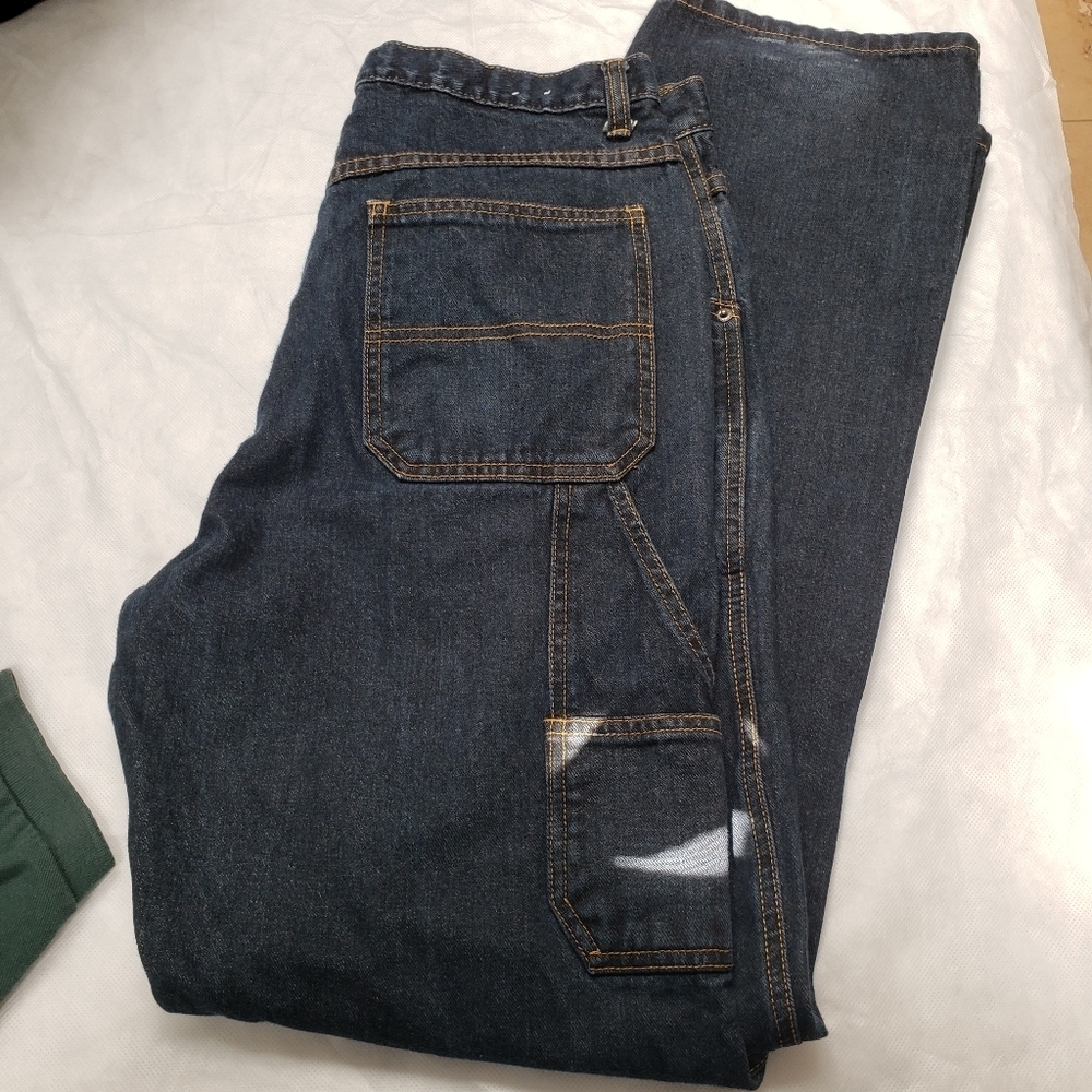 Old Navy Carpenter Dark Wash 100% Cotton Stright Leg Men's Jeans Size 34 X 34